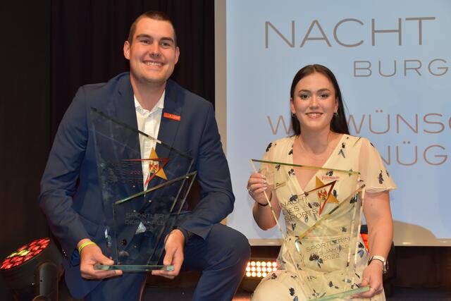 Nico Wiener und Lena Grabowski durften über ihre Sieger-Trophäen strahlen. | Foto: Michael Strini