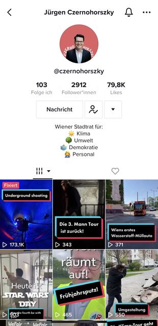 Auch Klimastadtrat Jürgen Czernohorszky ist auf TikTok. | Foto: Screenshot TikTok