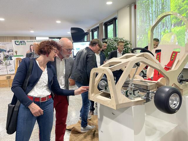 Da wurde genau geschaut. Eine Karosserie aus Holz! Das ist etwas Neues. | Foto: Doris Schlager