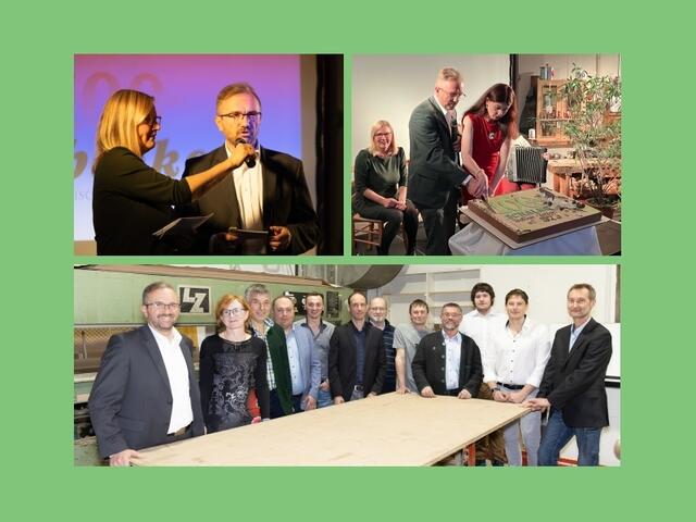 Mit den Mitarbeitern und deren Angehörigen, den Kunden und Lieferanten wurde der 100. Geburtstag gefeiert. | Foto: Tischlerei Schalko