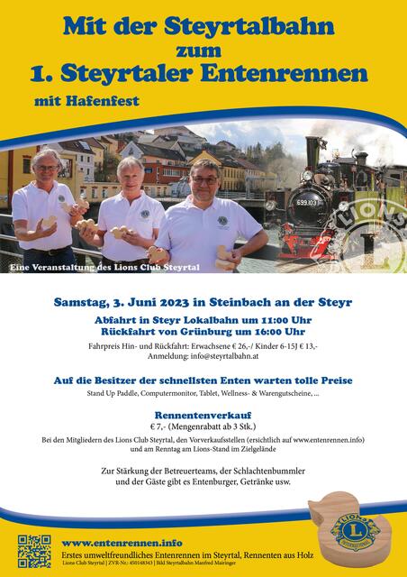 #SteyrtalerEntenrennen #Entenrennen #Steyrtal #Steinbach #Grünburg #Lions #LionsClubSteyrtal  #tugutes #helfenhilft #WeServe | Foto: Lions Club Steyrtal