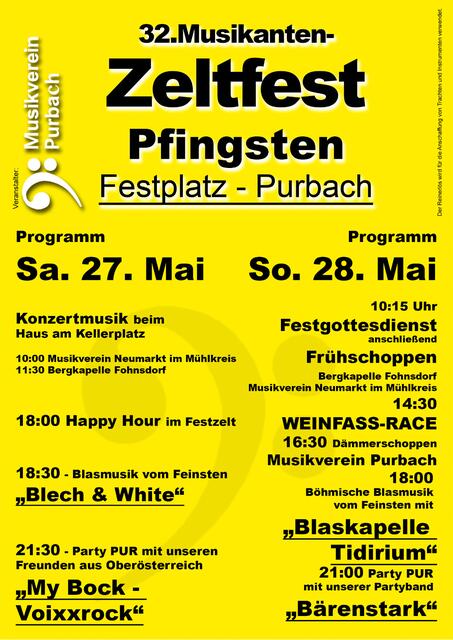 Das Programm beim Zeltfest zu Pfingsten.  | Foto: Musikverein Purbach