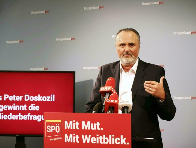Burgenlands Landeshauptmann Hans Peter Doskozil (SPÖ) während der Pressekonferenz nach der Sitzung der SPÖ-Wahlkommission am Montag, 22. Mai 2023, in Eisenstadt.  | Foto: APA Picturedesk
