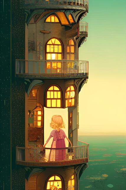 Beispiel einer generierten Malerei zum Thema „Rapunzel“