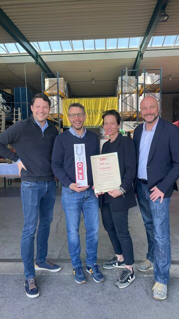 v.l.: Philipp Sladky, Marc und Margareta Wilmink und Martin Fürndraht | Foto: Fa. Krawany