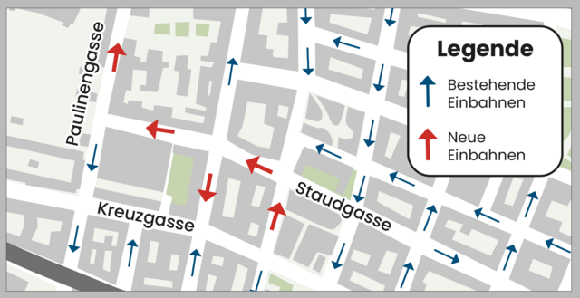 Ein Plan der bevorstehenden Änderungen im Kreuzgassenviertel. | Foto: apa/Diwald