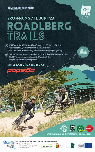 Flyer Eröffnung Roadlberg-Trails in Wintersdorf | Foto: Foto: Martin Dörsch, Retusche: Daniel Huemer, MTB Linz