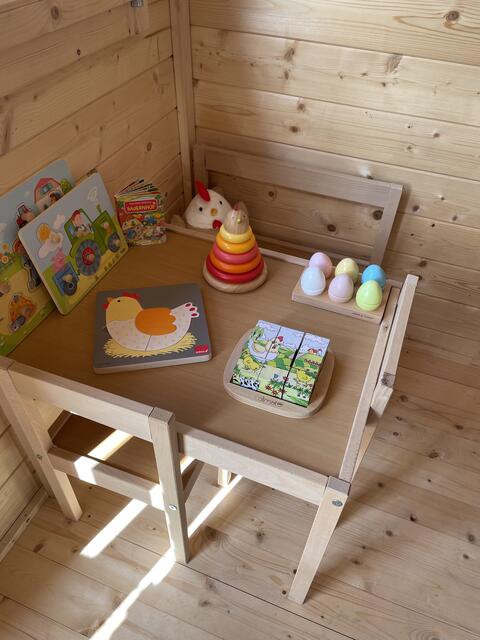 Eigene Spielecke unter dem Motto „Hühner und Eier" | Foto: BRS/Moser