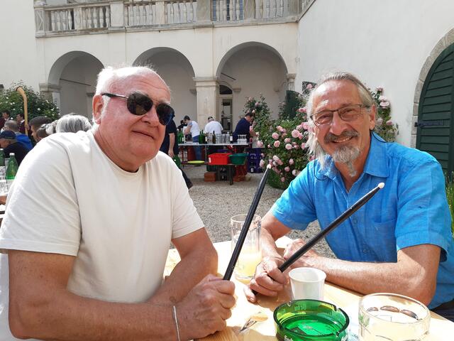 Zwei ehemalige Schlagzeuger des Musikvereins Kreuzstetten: Gerhard Weissgrab und Alois Ullmann.