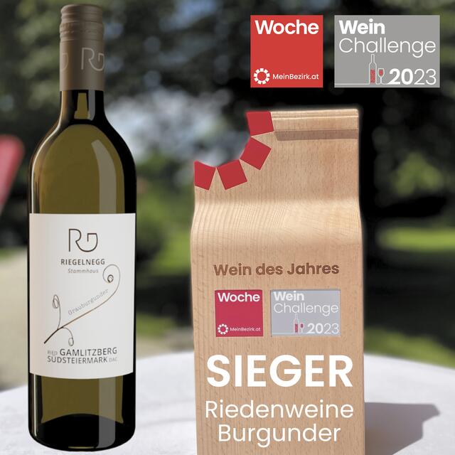 Weinhof Riegelnegg Stammhaus, Grauburgunder, Ried Gamlitzberg 2020 Südsteiermark DAC:
Sieger in der Kategorie Riedenweine Burgunder | Foto: Michaela Lorber