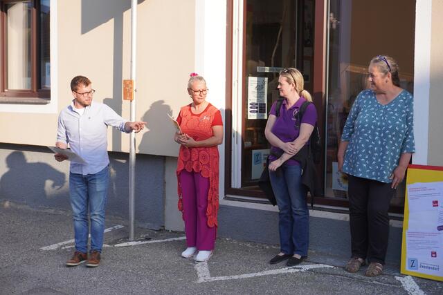 Station zwei: Zwentendorfs Wohnzimmer | v.l.n.r. Florian Leregger, Marion Török, Community Nurse Verena Draxler und Anke Diekmeyer (Vitale Gemeinde)