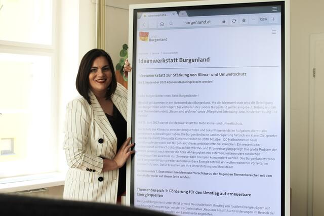 LH-Stv.in Astrid Eisenkopf braucht die Unterstützung und Ideen der Burgenländerinnen und Burgenländer. Bis 01. September 2023 kann man über ein Kontaktformular Ideen und Vorschläge zum Klimaschutz einbringen. | Foto: Landesmedienservice Burgenland 