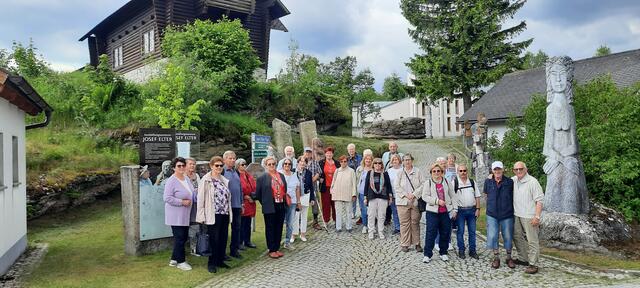 Das erste Foto zeigt einige der Teilnehmer an der Fahrt nach Bad Traunstein und zur Mohnblüte in Armschlag vor dem Atelier von Josef Elter. | Foto: Rudolf Donninger