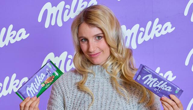 Die Millstätterin Anna Gasser ist Werbegesicht für Milka Schokolade.  | Foto: Alex Tuma