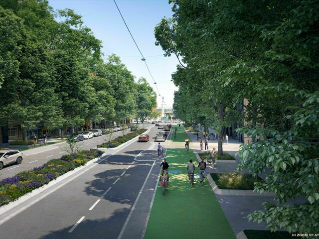 Bei der letzten Bezirksvertretungssitzung vor der Sommerpause ging's entsprechend heiß her. Heftig fiel die Diskussion um die Umgestaltung der Praterstraße aus. | Foto: ZOOMVP/Mobag (Visualisierung)