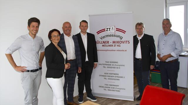 Peter Pratscher, WKO-Regionalstellenobfrau Tanja Stöckl, Bgm. Georg Rosner, Patrick Mikovits, Hermann Müllner und Vzbgm. Michael Leitgeb.