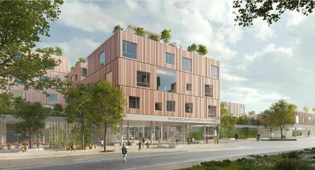 So soll der neue Bildungscampus Nordwestbahnhof aussehen. Es ist eines der ersten Gebäude, dass im neuen Brigittenauer Grätzl gebaut wird. | Foto: PID/Fürthner