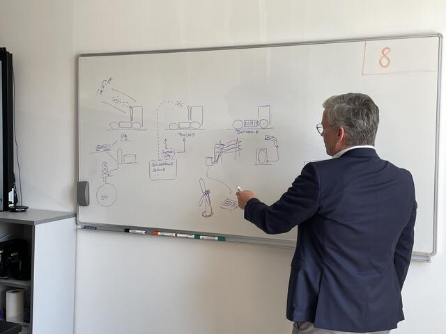 Matthias Rebernik, CEO und Gründer von Cyroshelter erklärt den Kreislauf von Bio-LNG im Schwerlastverkehr. | Foto: MeinBezirk.at