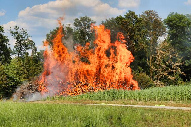 Ein brennender Holzstoß löste in Katsdorf beinahe einen Waldbrand aus. | Foto: Lautmat.at/Gabriel Prammer