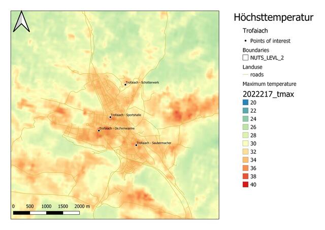 Die Hitzeinselkarte von Trofaiach | Foto: Joanneum Research