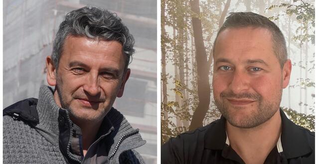 Marc Fleißner (ÖVP, rechts) fordert den amtierenden SPÖ-Bürgermeister Andreas Haitzer (links) bei der Bürgermeisterwahl 2024 in Schwarzach heraus. | Foto: Felix Hallinger (li.); Marc Fleißner (re.)