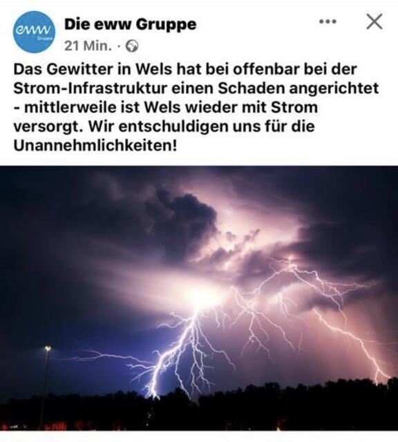 Die eww entschuldigt sich in den sozialen Medien für den Stromausfall. | Foto: Eww
