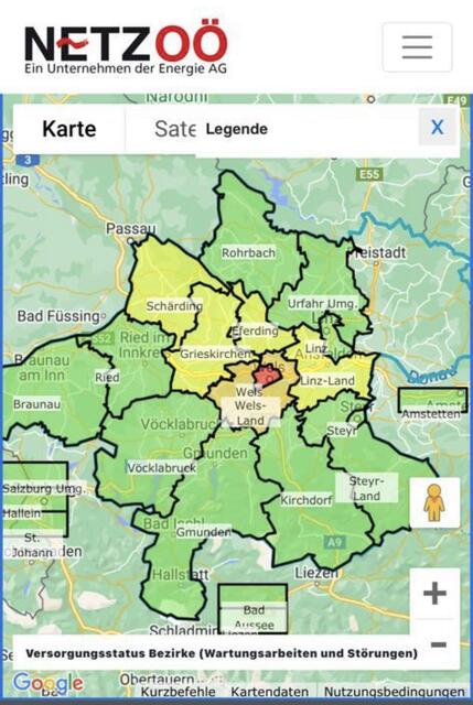 Stromausfall in der Region Wels und Wels-Land sowie darüber hinaus. | Foto: Netz OÖ