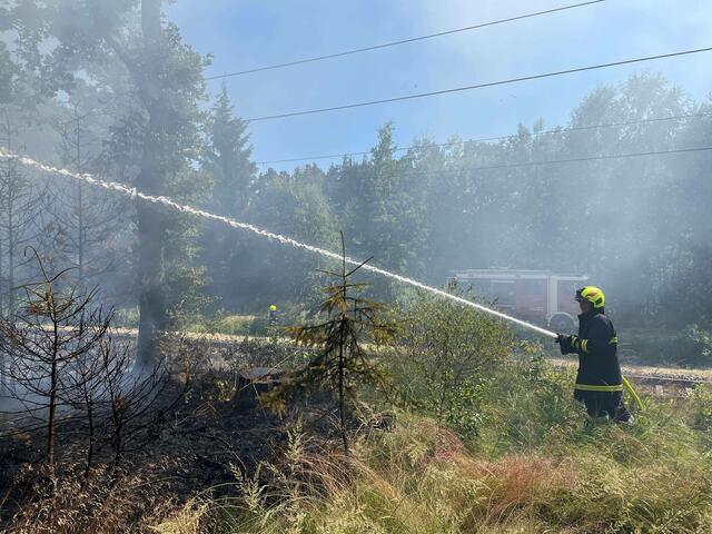 Der Bahnverkehr zwischen Pürbach und Gmünd musste während der Löscharbeiten eingestellt werden. | Foto: FF Hoheneich