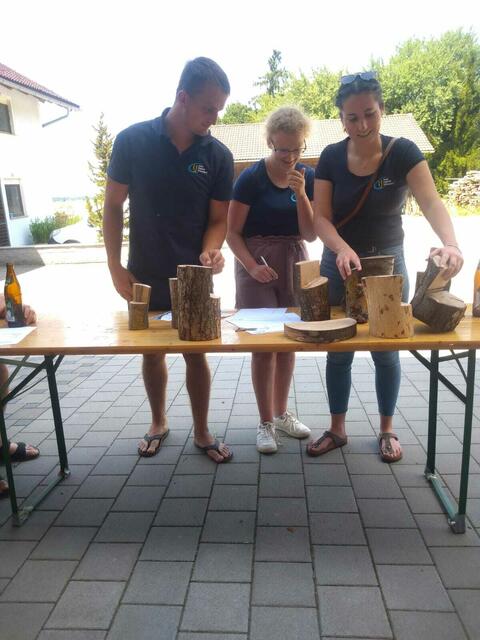 Landjugend Uttendorf bei der Station „Holzarten erraten“
v.l.n.r.: Florian Forthuber, Jasmin Wenigwieser, Kerstin Hofer
 | Foto: Bezirkslandjugend Braunau