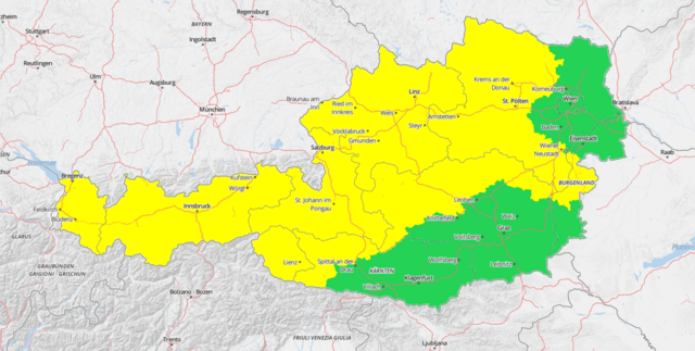 Nachdem es bereits in einigen Teilen des Landes zu einer außergewöhnlichen Unwetterserie gekommen war, ist zum Beginn der neuen Woche mit neuen, starken Gewittern zu rechnen. | Foto: Screenshot GeoSphere