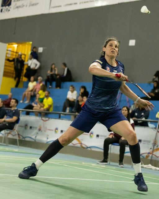 Katrin Neudolt im Einsatz bei der Gehörlosen Badminton WM 2023 in Brasilien. | Foto: ÖGSV