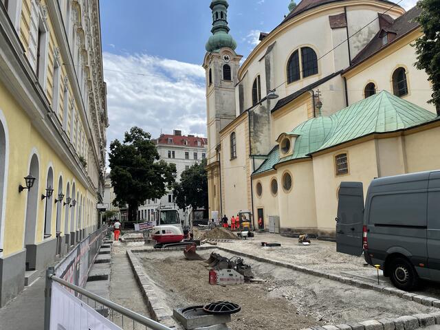 Bauarbeiten im Servitenviertel. | Foto: Miriam Al Kafur