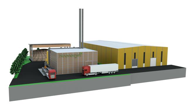 So sieht das Biomasseheizwerk der Roto Frank Kalsdorf nach Fertigstellung aus. | Foto: Bioenergie Gruppe