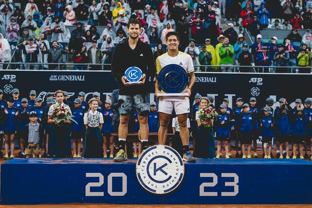 Dominik Thiem und Sieger Sebástian Báez. | Foto: Scheuber