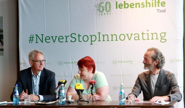 Pressegespräch Georg Willeit; Anja Winkler, Präsident Peter Heidler | Foto: Lebenshilfe Tirol