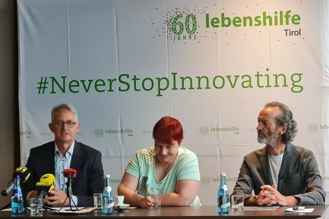Pressegespräch Georg Willeit; Anja Winkler, Präsident Peter Heidler | Foto: Lebenshilfe Tirol