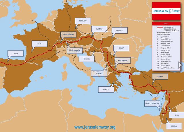 Ca. 6.000km von Paris bis Jerusalem durch 12 Länder

 | Foto: www.jerusalemweg.org/Design by Manuel Preuß/Webagentur Krichbaumer