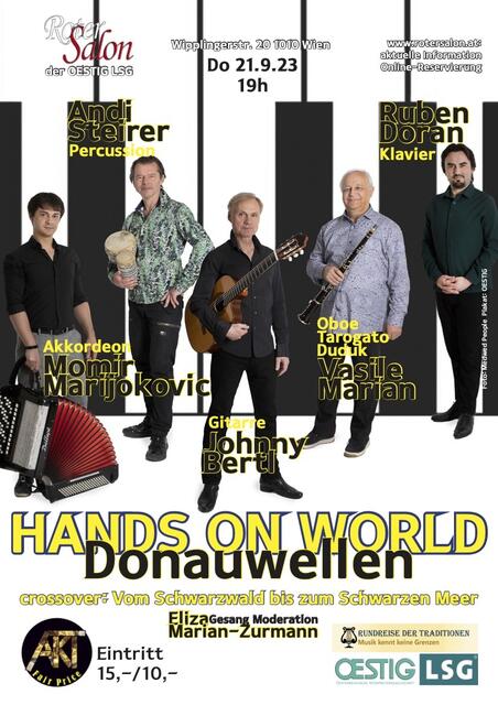 5 Top-Musiker, die durch die 10 Länder des Donaustroms reisen:  MARIAN, BERTL, STEIRER, DORAN, MARIJOKOVIC.  | Foto: © Foto: Medwed People Plakat: OESTIG