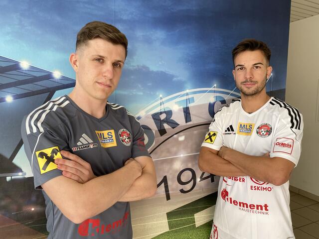 Luca Pichler (l.), er kam vom DSV, und Daniel Steinwender (Lebring) sind zwei der Neuzugänge, die für Kalsdorf in der Landesliga spielen. | Foto: mac