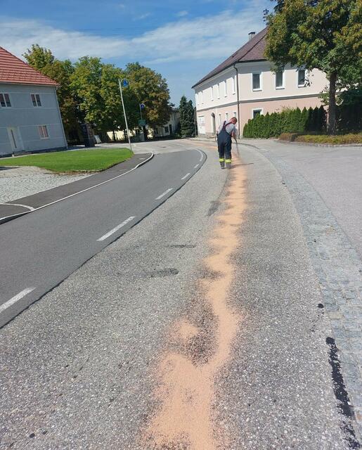 Die Ölspur zog sich durch das gesamte Gemeindegebiet. | Foto: FF Ort