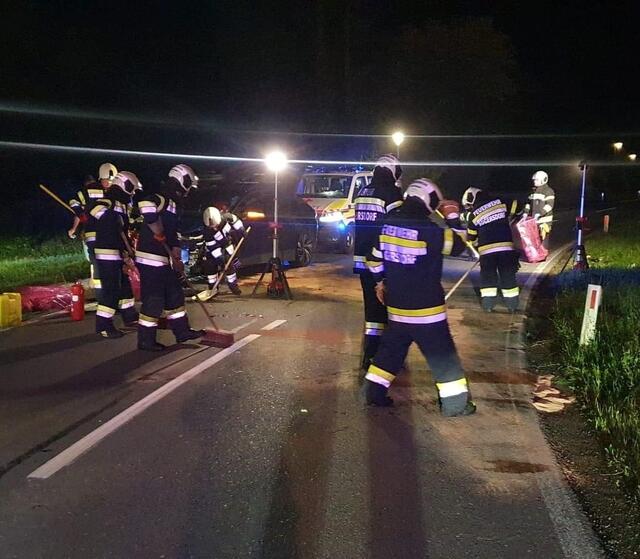 Die Freiwillige Feuerwehr Eggersdorf wurde um 22.21 Uhr zu diesen Verkehrsunfall alarmiert. | Foto: Feuerwehr Eggersdorf bei Graz