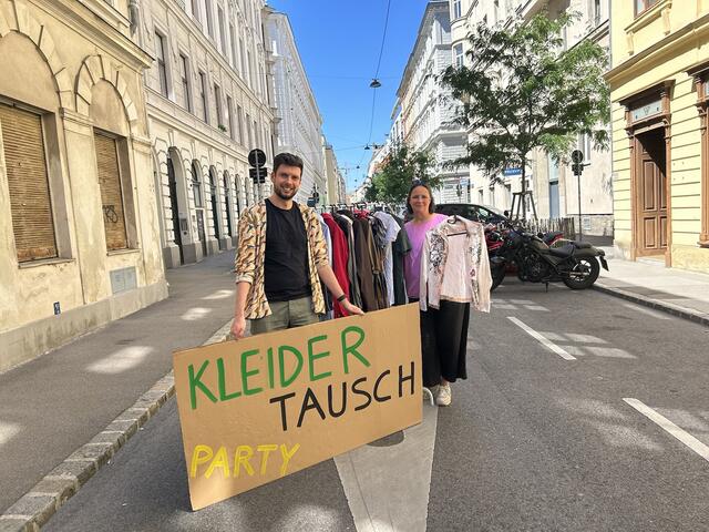 Klubobmann Silvio Heinze und Bezirksvorsteher-Stellvertreterin Isabelle Uhl | Foto: Die Grünen Neubau