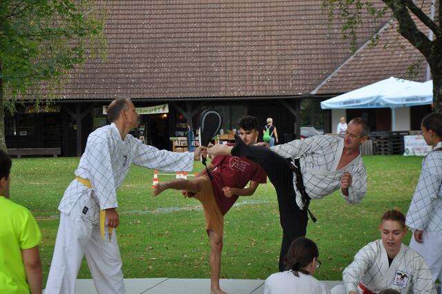 Beim Hapkido ASKÖ Weiz wurde zugetreten - natürlich nur gegen den Schlagpolster.  | Foto: Olga Seus