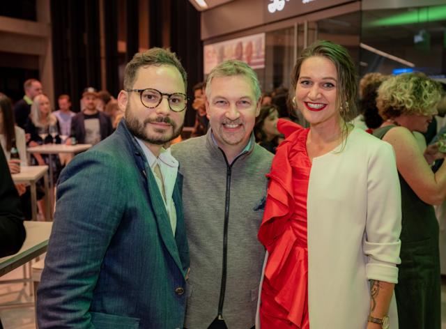Gala Eröffnungsfeier EXPIRENCE TIROL, im Bild: Felix Kozubek, Peter Margreiter, Verena Steiner (v.l.) | Foto: Emanuel Kaser 
