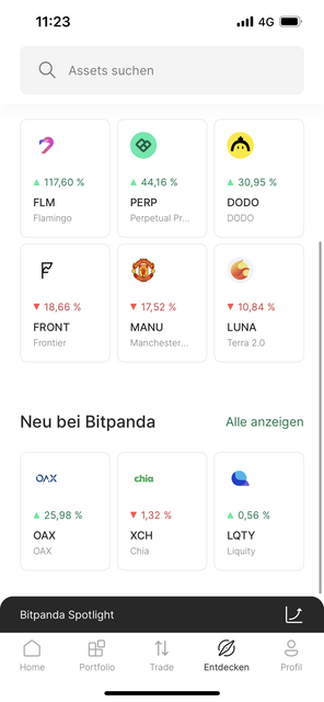 Immer mehr Menschen wollen "traden" und online in den Handel mit Aktien oder Kryptowährung einsteigen. Unser App-Tipp der Woche "Bitpanda" ist die richtige App für Einsteiger und leicht Fortgeschrittene. | Foto: Screenshot