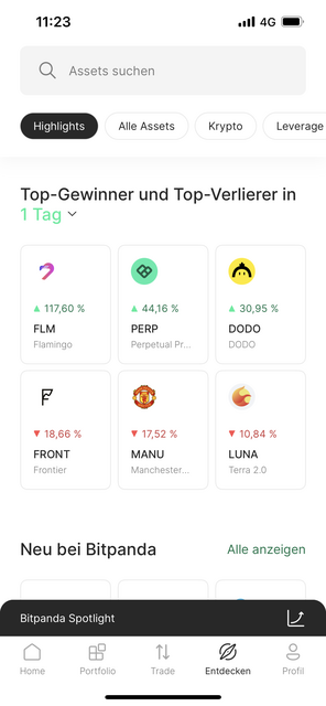 Immer mehr Menschen wollen "traden" und online in den Handel mit Aktien oder Kryptowährung einsteigen. Unser App-Tipp der Woche "Bitpanda" ist die richtige App für Einsteiger und leicht Fortgeschrittene. | Foto: Screenshot