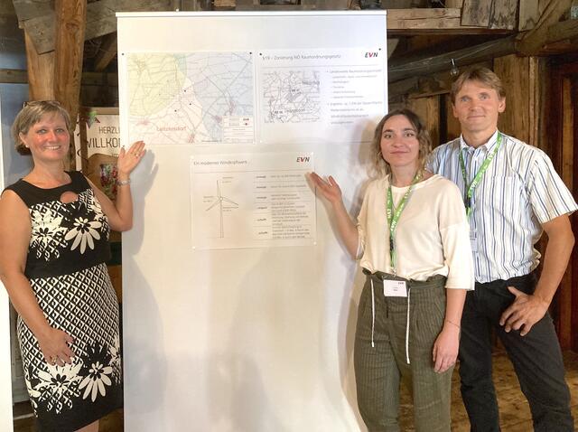 Bürgerinfo: Bürgermeisterin Sabine Hopf mit Projektleiter Franz Zischkin von der EVN. | Foto: Gemeinde Leitzersdorf