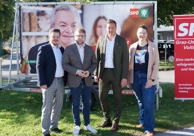 Landtagsabgeordneter Udo Hebesberger, der steirischer Klubobmann der SPÖ Hannes Schwarz, Bürgermeister Jochen Bocksruker und Vizebürgermeisterin Christiane Holler-Wind | Foto: Schrapf
