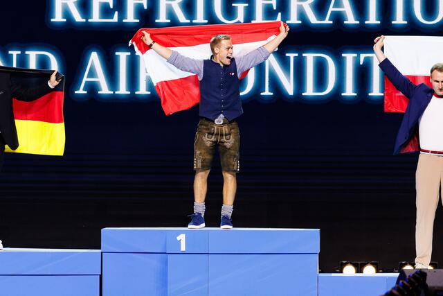 Niklas Danninger jubelt über Gold. | Foto: SkillsAustria/Wieser