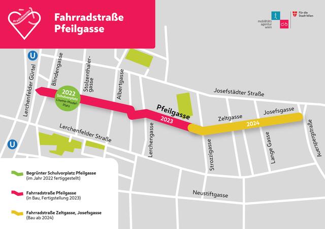 Der Plan für die neue Pfeilgasse.  | Foto: Mobilitätsagentur Wien